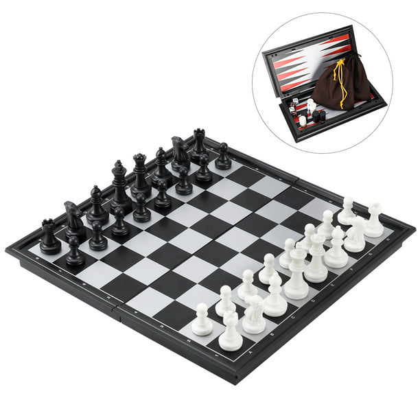 Medium 2-in-1 Travel Magnetic Chess & Checkers Board Game Set 12.5 Inches